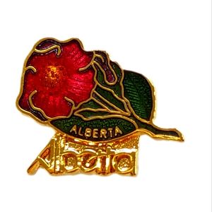 (3 for $20)  Alberta Wild Rose Enamel Lapel or Cap Pin